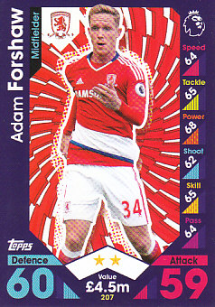 Adam Forshaw Middlesbrough 2016/17 Topps Match Attax #207